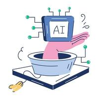 ai technologie hand- getrokken illustratie vector