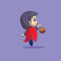 halloween kostuum illustratie vector icoon breng een pompoen emmer