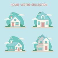 huis vector premie vlak stijl reeks van vier in schattig kleuren
