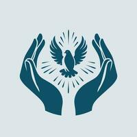 vrede duif en handen illustratie vector