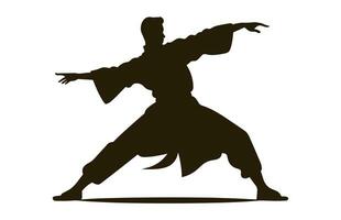 een tai chi houding zwart silhouet vector geïsoleerd Aan een wit achtergrond