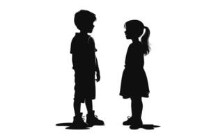een broer en zus silhouet vector geïsoleerd Aan een wit achtergrond