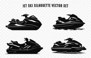 Jet ski silhouetten bundel, Jet ski vector zwart silhouet reeks