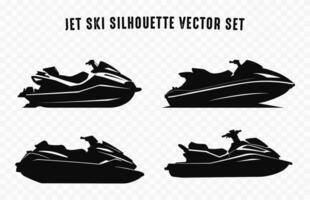 Jet ski vector zwart silhouet reeks