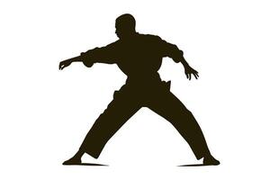 een tai chi houding zwart silhouet vector geïsoleerd Aan een wit achtergrond