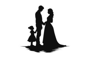 een familie zwart silhouet vector, een gelukkig familie clip art vector