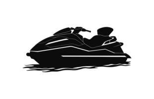 een Jet ski vector zwart silhouet geïsoleerd Aan een wit achtergrond