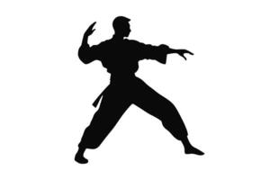 een tai chi houding zwart silhouet vector geïsoleerd Aan een wit achtergrond