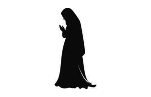 een vrouw moslim bidden zwart vector
