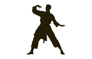 een tai chi houding zwart silhouet vector geïsoleerd Aan een wit achtergrond