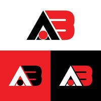 een b logo, ab brief logo ontwerp met zwart en rood kleur vector