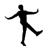 silhouet van een mannetje danser in actie houding. silhouet van een slank Mens in dansen houding. vector