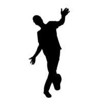 silhouet van een mannetje danser in actie houding. silhouet van een slank Mens in dansen houding. vector