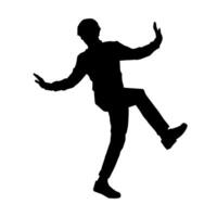 silhouet van een mannetje danser in actie houding. silhouet van een slank Mens in dansen houding. vector