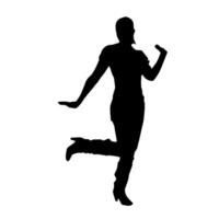 silhouet van een vrouw danser in actie houding. silhouet van een slank vrouw in dansen houding. vector