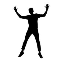 silhouet van een mannetje danser in actie houding. silhouet van een slank Mens in dansen houding. vector