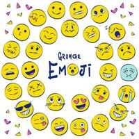 reeks vector uitdrukking van grunge emoticon gezicht van emoji karakter