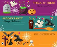 halloween horizontaal banners of flyers. vector