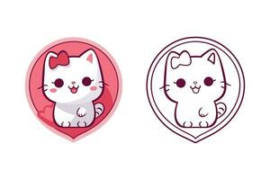 valentijnsdag dag kawaii kat icoon vector. kat icoon. valentijnsdag dag. kawaii kat icoon vector