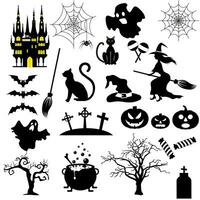 halloween zwart en wit pictogrammen set. vector