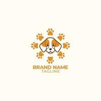 gelukkig hond logo met poot vector