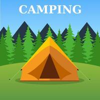 camping toerist tent Aan Woud landschap vector