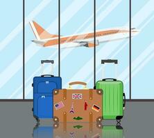 reizen koffers in luchthaven vector