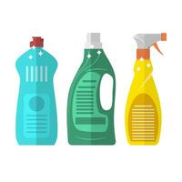 huishouden chemie schoonmaak plastic flessen vector