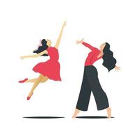 ballet danser in rood jurk. vector illustratie in vlak stijl.