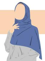 vlak illustratie van moslim vrouw vervelend blauw hijab vector