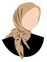 dichtbij omhoog potrait van moslim vrouw in bruin hijab vector