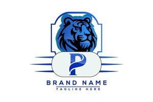 p tijger logo blauw ontwerp. vector logo ontwerp voor bedrijf.