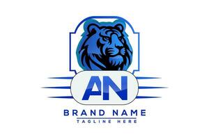 een tijger logo blauw ontwerp. vector logo ontwerp voor bedrijf.