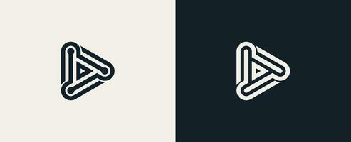 Speel knop tech logo concept symbool icoon teken element ontwerp. beweging, video, media, technologie logo. vector illustratie sjabloon