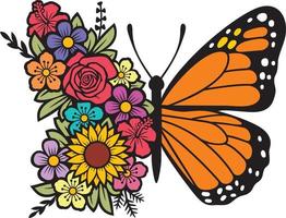 bloemen vlinder kleur vector