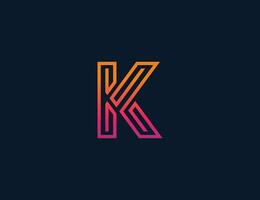eerste brief k lijn tech logo concept symbool icoon teken element ontwerp. technologie, alfabet logo. vector illustratie sjabloon