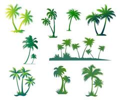 tropisch palm bomen groen helling vector icoon reeks