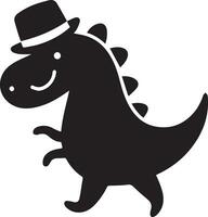 minimaal grappig tekenfilm dinosaurus vector silhouet, silhouet, zwart kleur, wit achtergrond 2