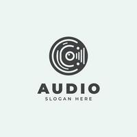 audio logo ontwerp, in monochroom, vlak stijl, zwart en wit vector