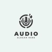 audio logo ontwerp, in monochroom, vlak stijl, zwart en wit vector