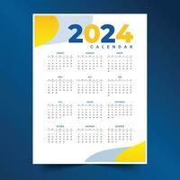 2024 nieuw jaar kalender lay-out een perfect kantoor schrijfbehoeften vector