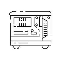 computer hardware lijn icoon. grafisch kaart of bewerker en RAM. GPU of CPU en koeler. geval met moederbord. vector ssd kabel met fan. computer details.