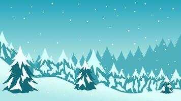 winter pijnboom Woud landschap vector illustratie. silhouet van sneeuw gedekt naald- in verkoudheid seizoen. besneeuwd pijnboom Woud landschap voor achtergrond, behang of Kerstmis