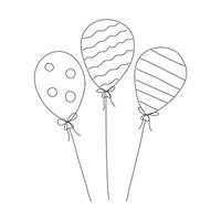 hand- getrokken feestelijk lucht ballon met patroon. schets tekening vector zwart en wit illustratie geïsoleerd Aan een wit achtergrond