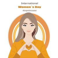 inspireren inclusie sociaal campagne. Internationale vrouwen dag. 2024 thema, inspirereninclusie vector