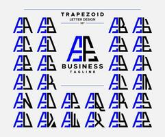 modern lijn abstract trapezium brief f ff logo ontwerp reeks vector