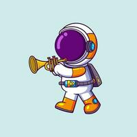 schattig astronaut spelen trompet.wetenschap technologie icoon concept vector