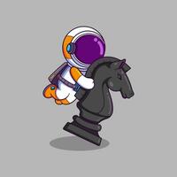schattig astronaut rijden Aan paard schaak deel. wetenschap sport icoon concept vector