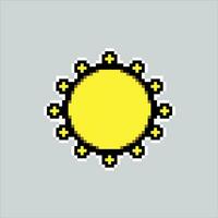 pixel kunst illustratie zon. korrelig geel zon. geel helder zon korrelig voor de pixel kunst spel en icoon voor website en video spel. oud school- retro. vector