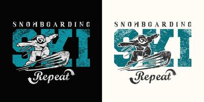 snowboarden ski herhaling t overhemd ontwerp - skiën snowboarden wijnoogst t overhemd ontwerp vector